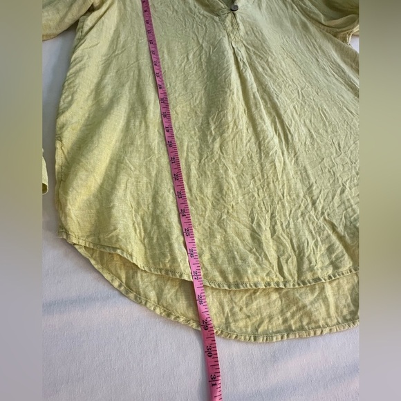 Sigrid Olsen 100% Linen Lightweight Yellow Green Tunic Blouse Sz M Summer Core - Picture 5 of 8